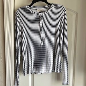 NWOT Black/White Henley.Size Large